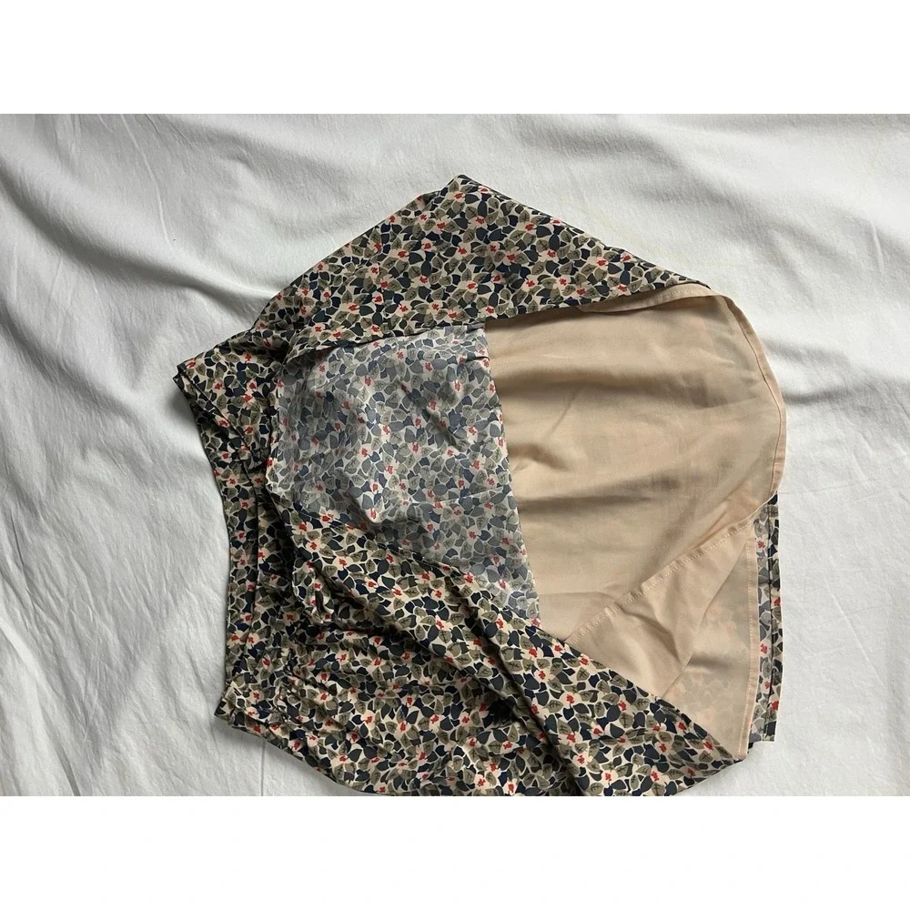 Canvas Land's End Womens Size 2 Floral Print Skirt‎ Belted Knee length Lined